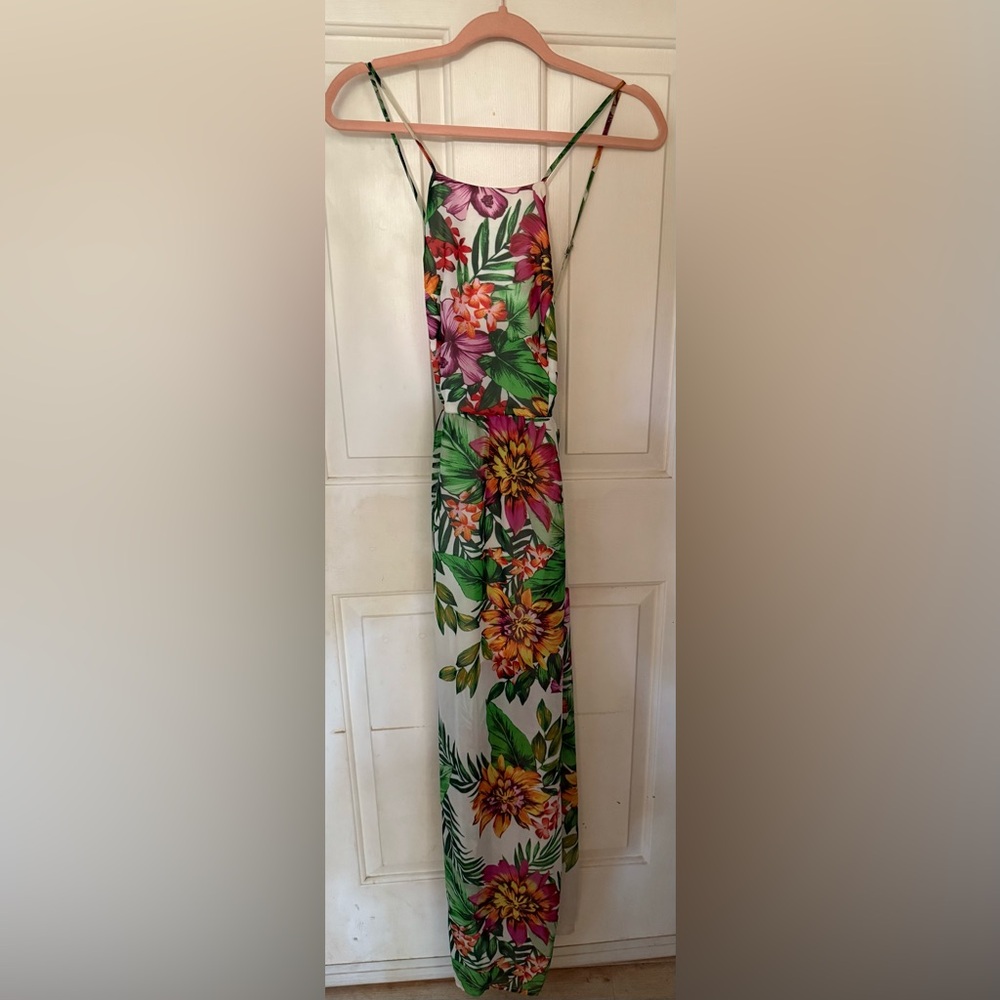 Emerald Sundae One Shoulder Floral Dress - Green, Pink, Orange